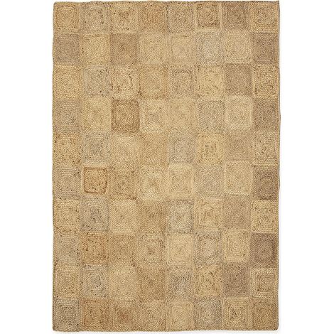 Tapis en jute naturel tressé ambiance chaleureuse salon - Naturel jute beige clair (1/4)