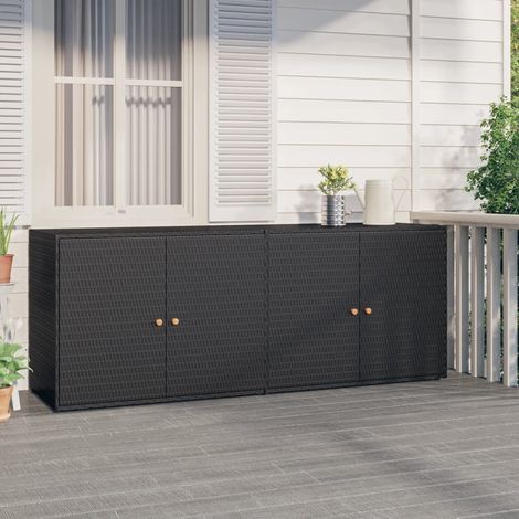 vidaXL Mobiletto da giardino nero 198x55,5x80 cm in polyrattan (1/6)