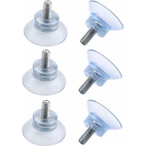 ventosas de PVC transparente para vidrio, anticolisión, con tornillos para mesa de vidrio (6 x 15 mm). (1/4)
