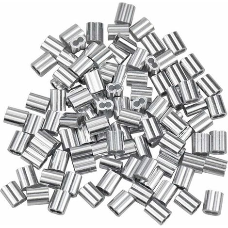 Lot de 100 manchons en aluminium – Ferrules pour câbles métalliques 1,5 mm – Clip à sertir avec double embouts – Résistant à l'usure