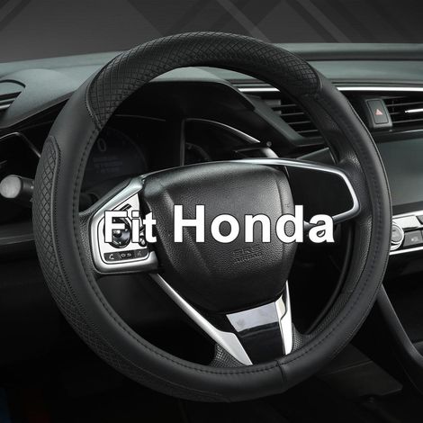 Housse de volant en cuir antidérapante pour Honda 37-38 cm noir (1/5)