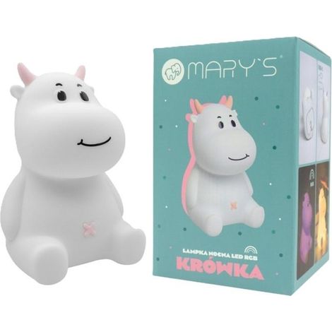 L谩mpara de noche LED con forma de vaca rosa