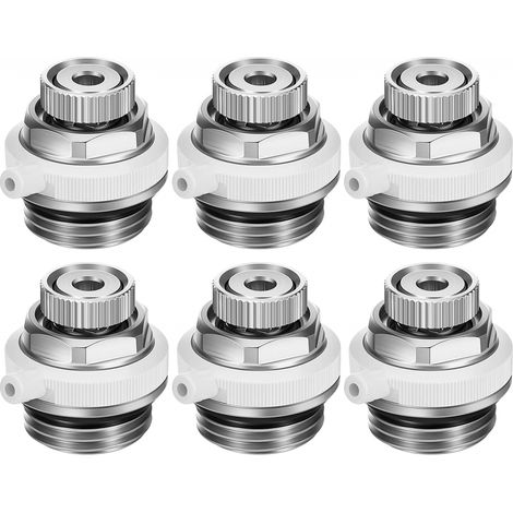 (6 pièces) Vanne de purge automatique de radiateur 1/2 pouce Vanne de purge d'air de radiateur Vanne d'arrêt automatique en laiton Vanne de purge auto (1/5)
