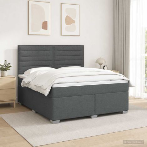 Cama box spring con colchón Gris oscuro 140 x 190 cm Tela (1/5)