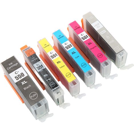 Druckerpatrone, 6er-Pack, lichtecht, präzise, kompatibel mit PIXMA IP8750, Farben: Schwarz, Cyan, Magenta, Gelb, Grün und Gelb (1/5)