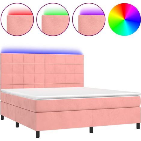 Maison Exclusive - Boxspringbett mit Matratze & LED Rosa 180x200