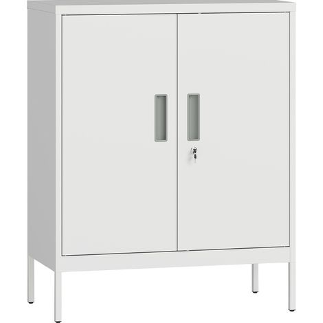 Armoire en acier verrouillable à 2 portes, étagères réglables, blanche, 80 x 40 x 100 cm (1/4)