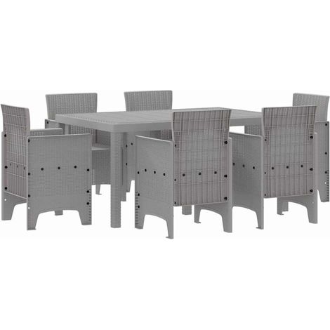 Maison Exclusive - Set da Pranzo per Giardino 7 pz Grigio chiaro Rattan Polt (1/5)