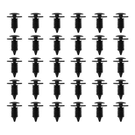Clips Poussée pour Sapin Voiture Pièce Rechange Diamètre La Tige 9mm Longueur Totale 25mm Largeur 18,5mm Rivets Plastique Fixations pour Calandre Garde-Boue Couvercle Moteur (1/5)