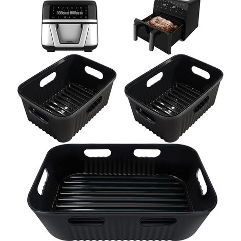 3PCS Moule Silicone Air Fryer seulement pour 9L Dual 9000, Réutilisable Accessoires Air Fryer pour Dual 9000, Silicone Accessoires Friteuse à Air sans Huile(1  9 l+2  4,5 l) (1/5)
