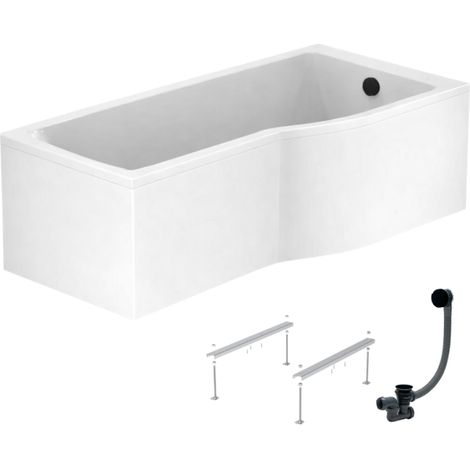 IDEAL STANDARD Connect Air Bañera/ducha derecha de 170 x 80 cm + faldón + patas + desagüe, negro mate