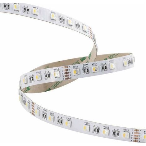 Ruban led dimmable 24v bande bandeau autocollant adhésif universel variable 14,4W/m CCT 60 LED/m RGBW blanc froid plafond cuisine salle de bain terrasse escalier pergola (1/2)