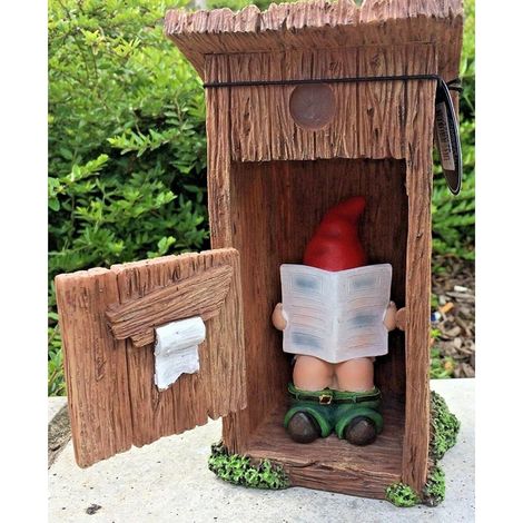 Gnomo de jardín con humor, gesto obsceno, esculturas y estatuas de gnomos para decoración de exteriores, para uso en interiores o exteriores (D) (1/4)
