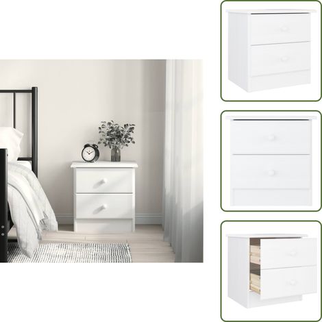 Mesita de noche alta - vidaXL Mesita de noche ALTA madera maciza de pino blanco 41x35x41 cm - Mesita de noche con cajón