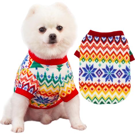 Vêtements de Noël pour animaux de compagnie, pulls de Noël pour chiens, pulls de Noël chauds pour animaux de compagnie, vêtements pour animaux de petite et moyenne taille (M) (1/5)