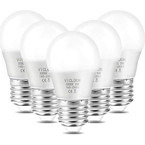 Ampoules LED E27, Lot de 5 ampoules boule G45 3W, équivalent 25W, blanc chaud 3000K, 280LM, non dimmable (1/5)
