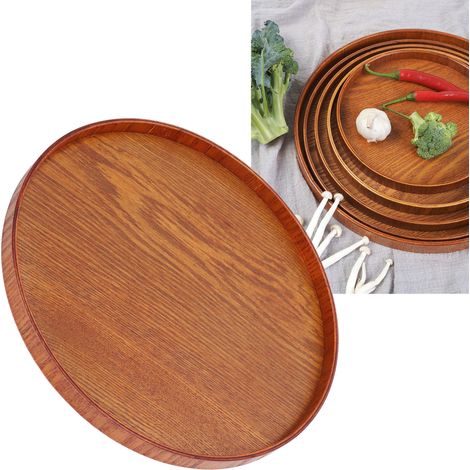 Rundes Holztablett, Teetablett aus Holz, Teeservice, Tassenablage, japanischer Obstteller, Dessertteller, kreatives Massivholztablett, 21 cm (1/5)