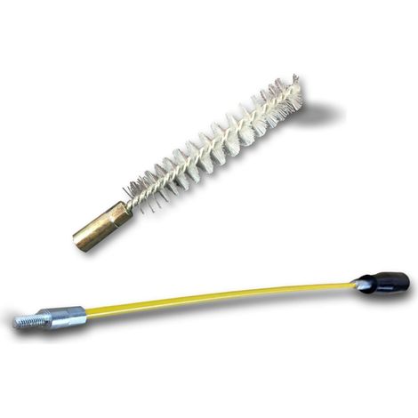 Ecouvillon NYLON Condenseur Lot de 10 avec 1 tringle flexible 48 cm Ø 15 mm Raccord laiton taraudé M6 femelle Torsade en acier galvanisé Brosse nettoyage Kibros 4TCN15Tx10