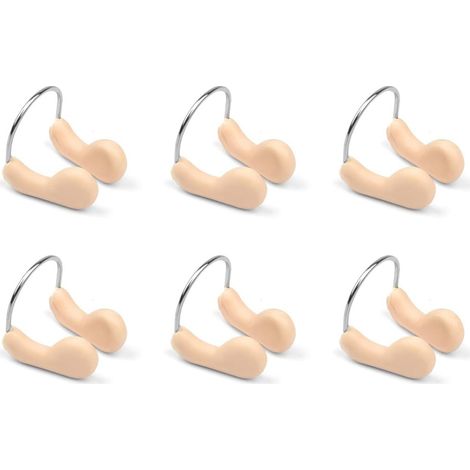 Nose Clip - Silicone With Stainless Steel Frame - For Swimming Diving Surfing - Adjustable Fit For Adults And Children - 6 Pieces (1/5)