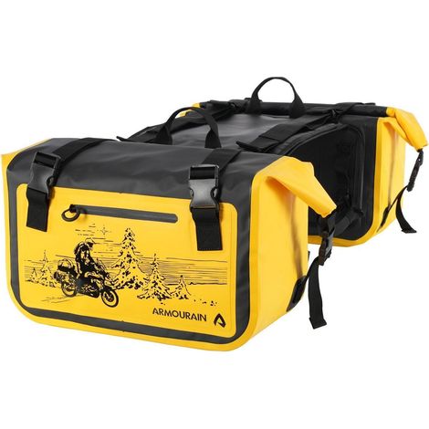Motorrad Seitentaschen 50L Gelb Wasserdicht PVC 500D Satteltaschen für Motorradzubehör (1/5)