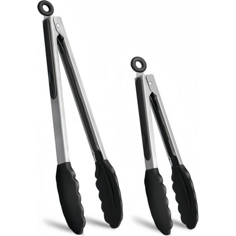 Filiyano-Pinces de cuisine 2 pièces résistantes à la chaleur, avec embouts en acier inoxydable et silicone. (1/5)