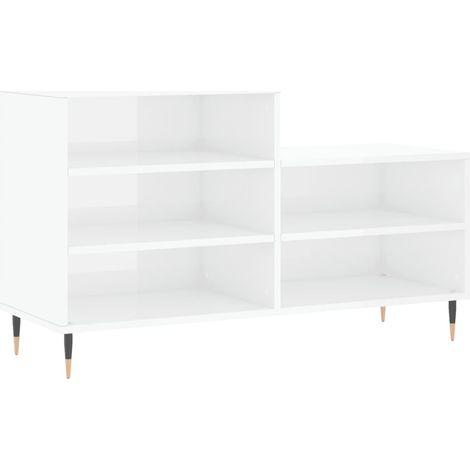 Maison Exclusive - Scarpiera Bianco Lucido 102x36x60 cm in Legno Multistrato