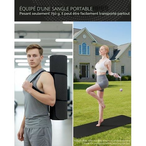 Good Nite tapis de sport antidérapant pour exercices, yoga et pilates, livré avec sangle de transport, couleur noire n TAPIS DE SOL (1/5)