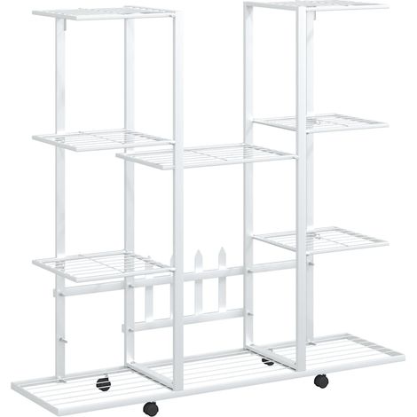 Jardinière de jardin - Balconnière à fleurs avec roues 94,5x24,5x91,5 cm Blanc Fer BV636414 - BonneVie (1/5)