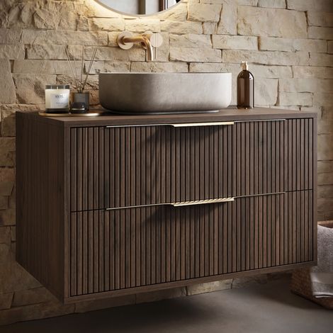 Badplaats Meuble sous-vasque Rimini 80 cm - Noyer brun -  Meuble