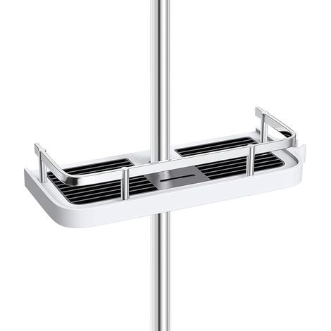 Bathroom Shower Shelf, homeasy Square Bathroom Shower Storage No Drilling Shower Caddy Hanging Shower Holder for Shampoo Shower Tidy Hanging with Buckle and Shower Head Hook Suit 19mm-25mm Shower Rail (1/5)