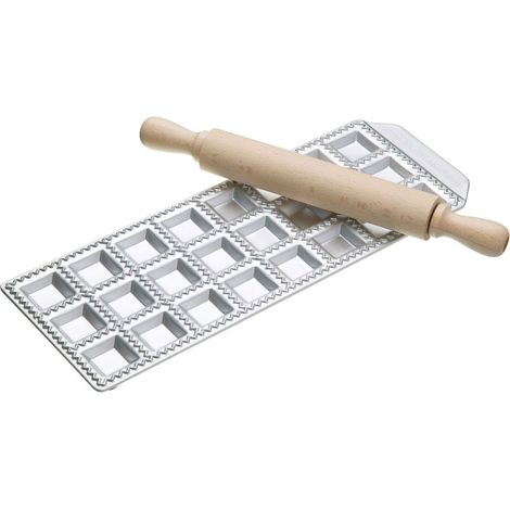 Imperia 3304 Raviolamp Stampo per Ravioli 24 Fori 3,5 cm Alluminio con Rullo in Legno Made in Italy (1/2)