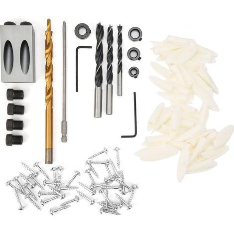 Kit de localisation de trous obliques à 15 degrés, guide de perçage pour bois, mèches et poinçon, outils de menuiserie (1/5)