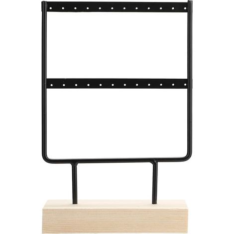 24 Holes Elegant Metal Jewelry Storage Rack Earrings Necklace Display Organizer for Home (Black) (1/5)