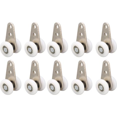 Lot de 10 poulies en nylon de 23 mm avec support en acier inoxydable, pour porte coulissante ou fenêtre (blanc). (1/5)