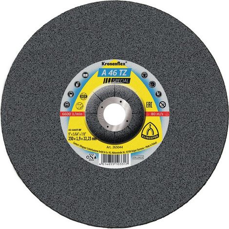 Disque à tronçonner A 46 TZ Spécial D230x1,9mm serti INOX perçage 22,23mm KLINGSPOR (Par 25)