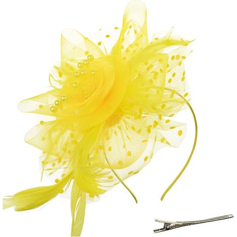 Feder-Fascinator – 1-teilig – Sinamay-Netz und Schleier – Haarband und Haarspange – Hochzeit, Cocktailparty, Teeparty – Schwarz (1/5)