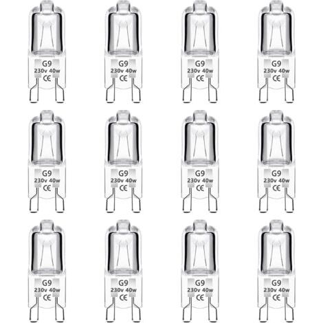 NALOOKAMIC Lot de 12 ampoules halogènes G9 40W dimmables 0-100% – Blanc chaud 2700K – 480LM – Base bi-pin – Éclairage uniforme sans scintillement (1/5)