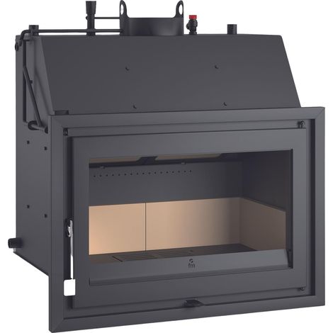 Fm Calefaccion – Insert à bois chauffage central 19 kW – Puissance rendue à l'eau 12 kW – Volume de chauffe jusqu'à 523 m³ – Sortie des fumées supérieure