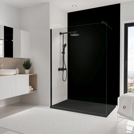 Panneau mural Noir mat, revêtement pour douche et salle de bain, DécoDesign SOFTTOUCH, Schulte, 150 x 255 cm