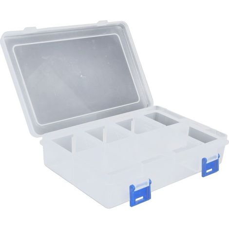 Boîte de rangement transparente en 3 parties avec séparateurs amovibles, boîte de rangement en PP pour outils de quincaillerie, 8 compartiments (1/5)
