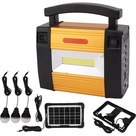 Centrale électrique solaire portable 5000mAh avec panneau solaire, lampes LED pour extérieur et urgence (1/5)