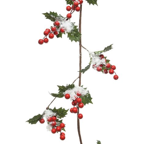 Ghirlanda con bacche e neve H 120 cm