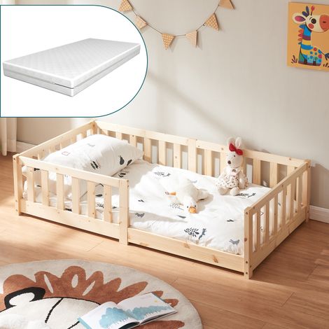 Bodenbett Tanna mit Matratze 80x160 cm Natur [en.casa] (1/5)