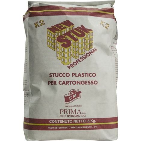 Stucco Plastico in Polvere per Cartongesso New Stuk 5 Kg Uso professionale