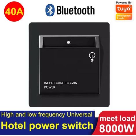 Tuya Interruttore di Alimentazione con Carta per Hotel Smart Bluetooth  Colore: Nero