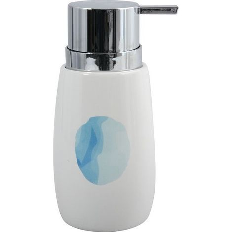 Dispensador de jabón cerámico ACUARELA Blanco y Azul MSV