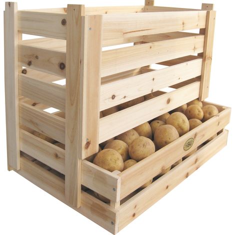 HABAU Stapelbare Kartoffel- und Obstkiste aus Holz, 58 x 38 x 42 cm (1/2)