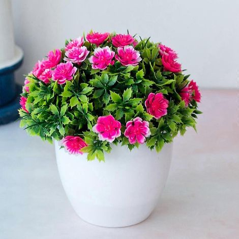 Plantes artificielles en boule, décoration intérieure et extérieure pour bureau, maison ou jardin, en pot rétrorose (1/5)