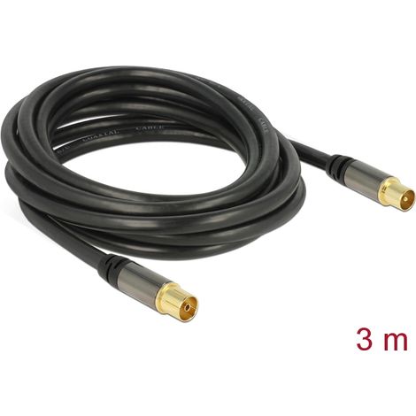 Delock antenna cable iec plug  iec jack 3 m black