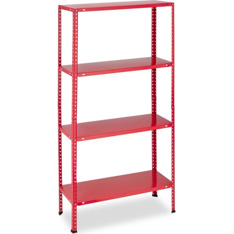 Set di 2 scaffali portaoggetti modulari a 4 livelli per cantina, garage, officina in acciaio rosso 130012614